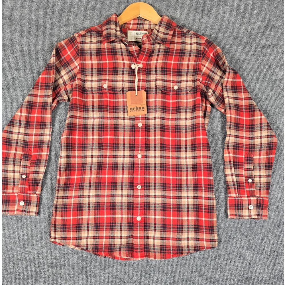 Urban Pipeline Red Plaid Long Sleeve Button Down Shirt Women Sz M Cotton Flannel
